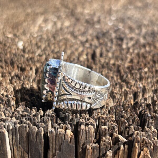 High Grade Pyrite Sterling Silver Mens/Womens Navajo Handmade Ring - Image 6