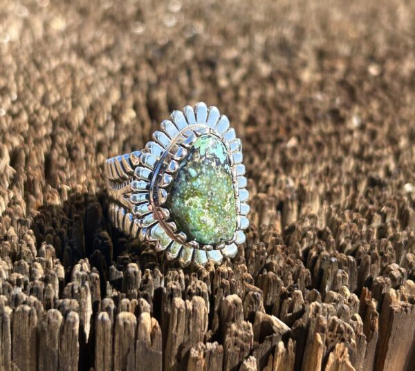 High Grade Pyrite Sterling Silver Mens/Womens Navajo Handmade Ring - Image 4