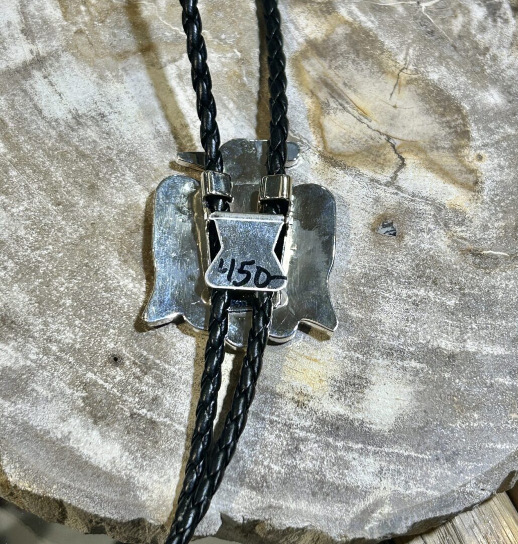 Zuni Handmade Sterling Silver Multistone Mother Of Pearl Thunderbird Bolo Ties - Image 5